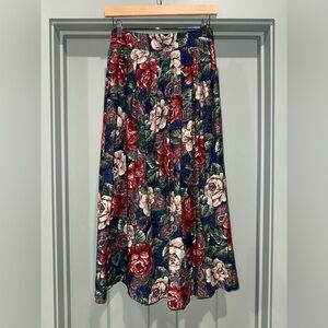 Vintage Kathie Lee Rose Paisley Tapestry Midi Skirt Sz 10 Boho Cottagecore USA